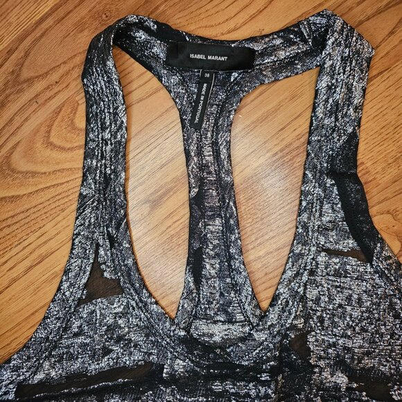 Isabel Marant Silk Blend Metallic Racer Back Tank Top Tunic, FR38 / Medium - Picture 4 of 6